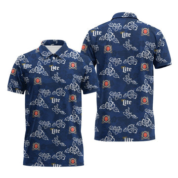 Miller Lite Hibiscus Flower Polo Shirt - Flexiquor.com