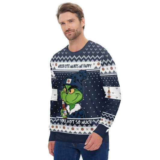 Miller Lite Make Grinch Happy Ugly Sweater - Flexiquor.com