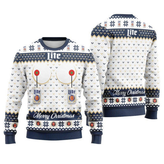 Miller Lite Merry Christmas Ugly Sweater - Flexiquor.com