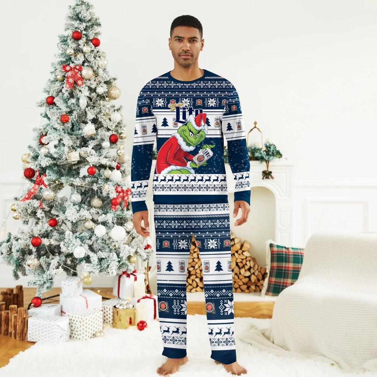 Miller Lite Santa Grinch Family Pajamas Set - Flexiquor.com