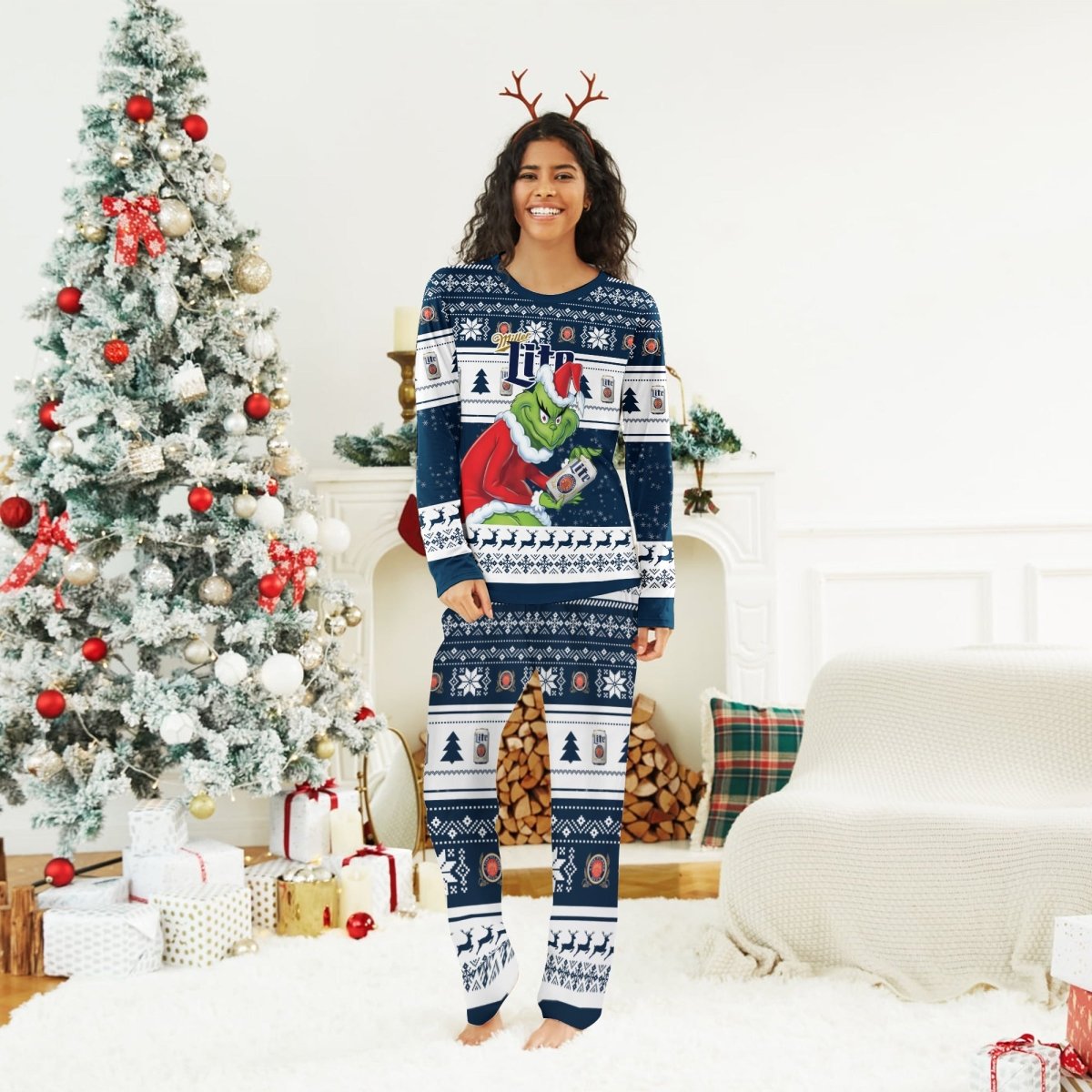 Miller Lite Santa Grinch Family Pajamas Set - Flexiquor.com