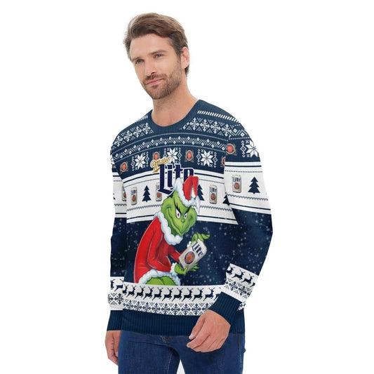 Miller Lite Santa Grinch Ugly Sweater - Flexiquor.com