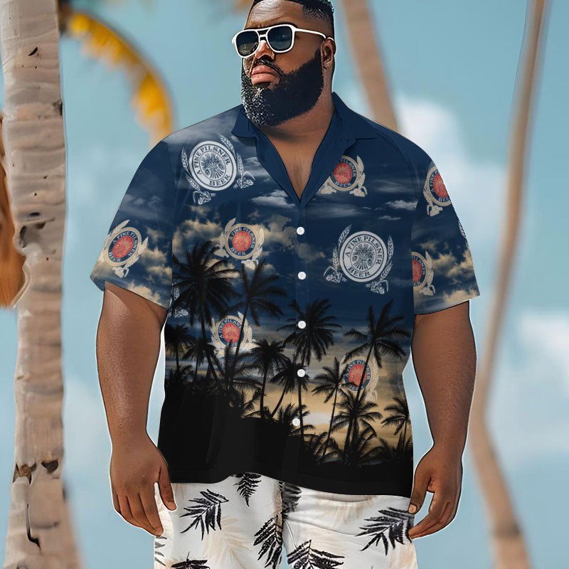 Miller Lite Sunset Men's Plus Size Hawaiian Shirt - Flexiquor.com