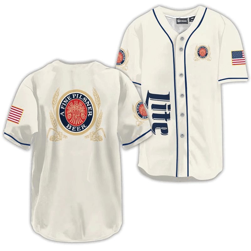 Miller Lite USA Flag Baseball Jersey - Flexiquor.com