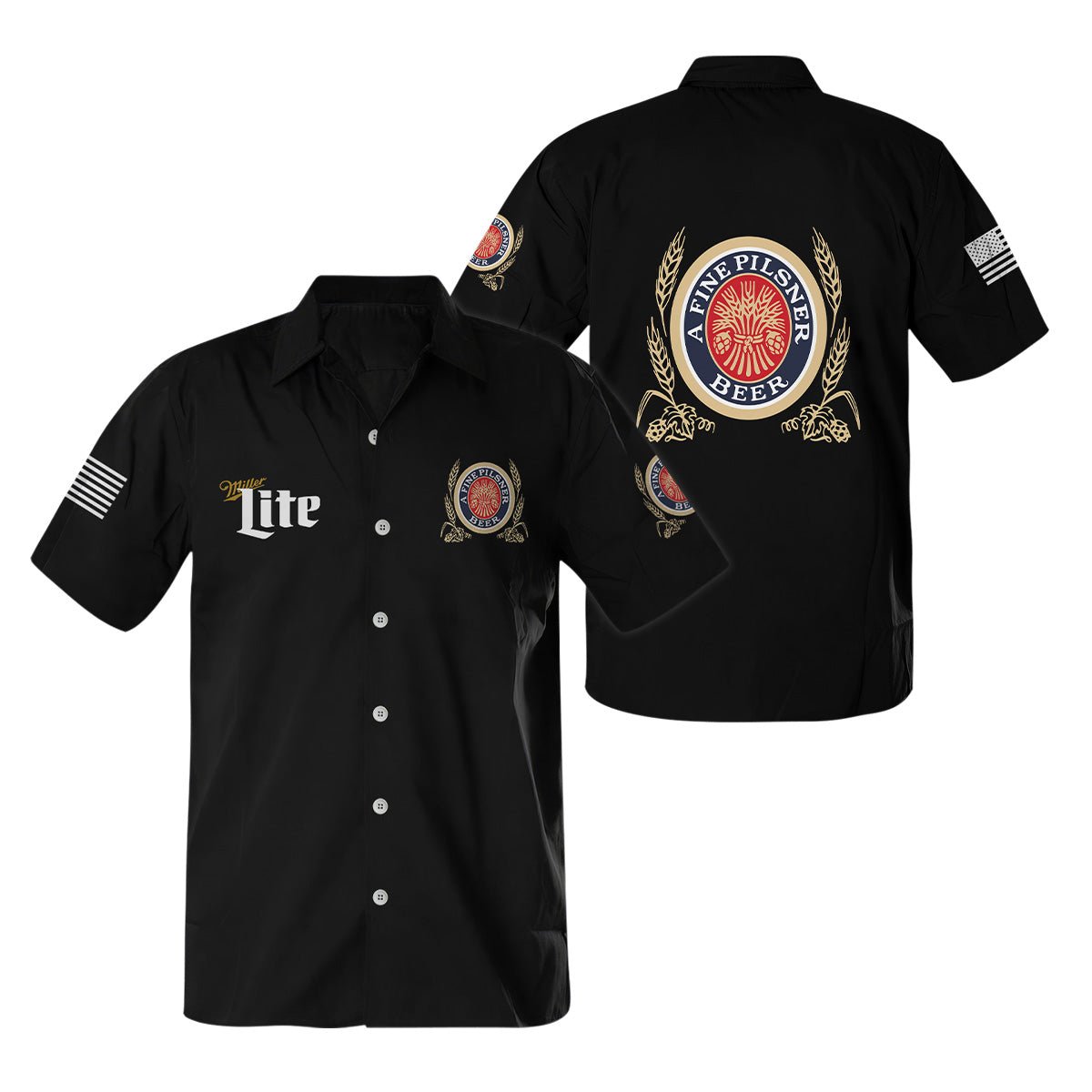 Miller Lite USA Flag Button Shirt - Flexiquor.com