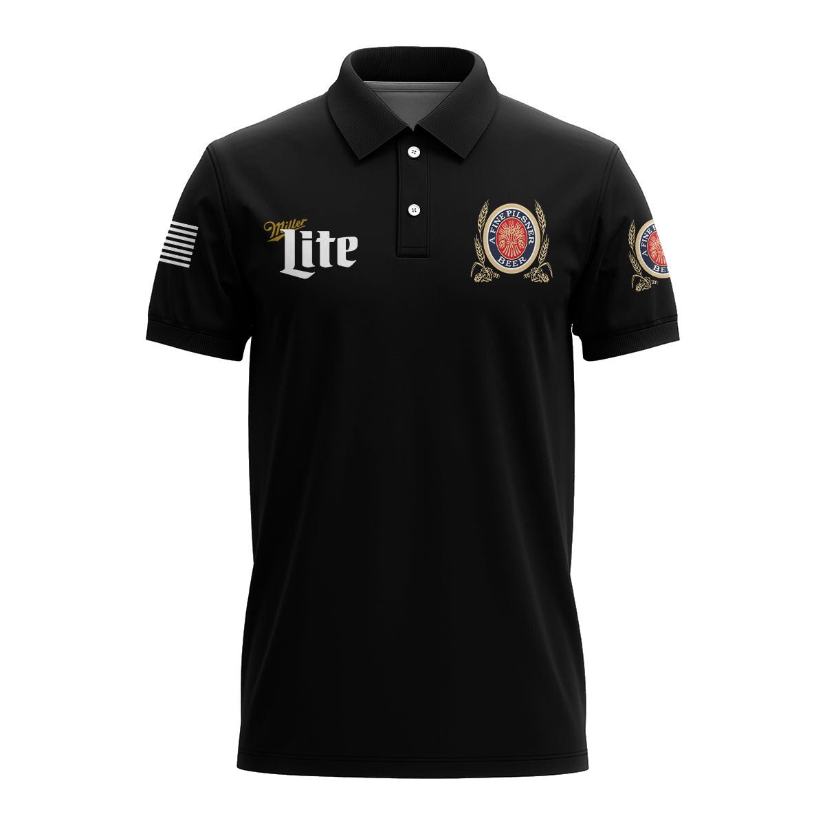 Miller Lite USA Flag Polo Shirt - Flexiquor.com