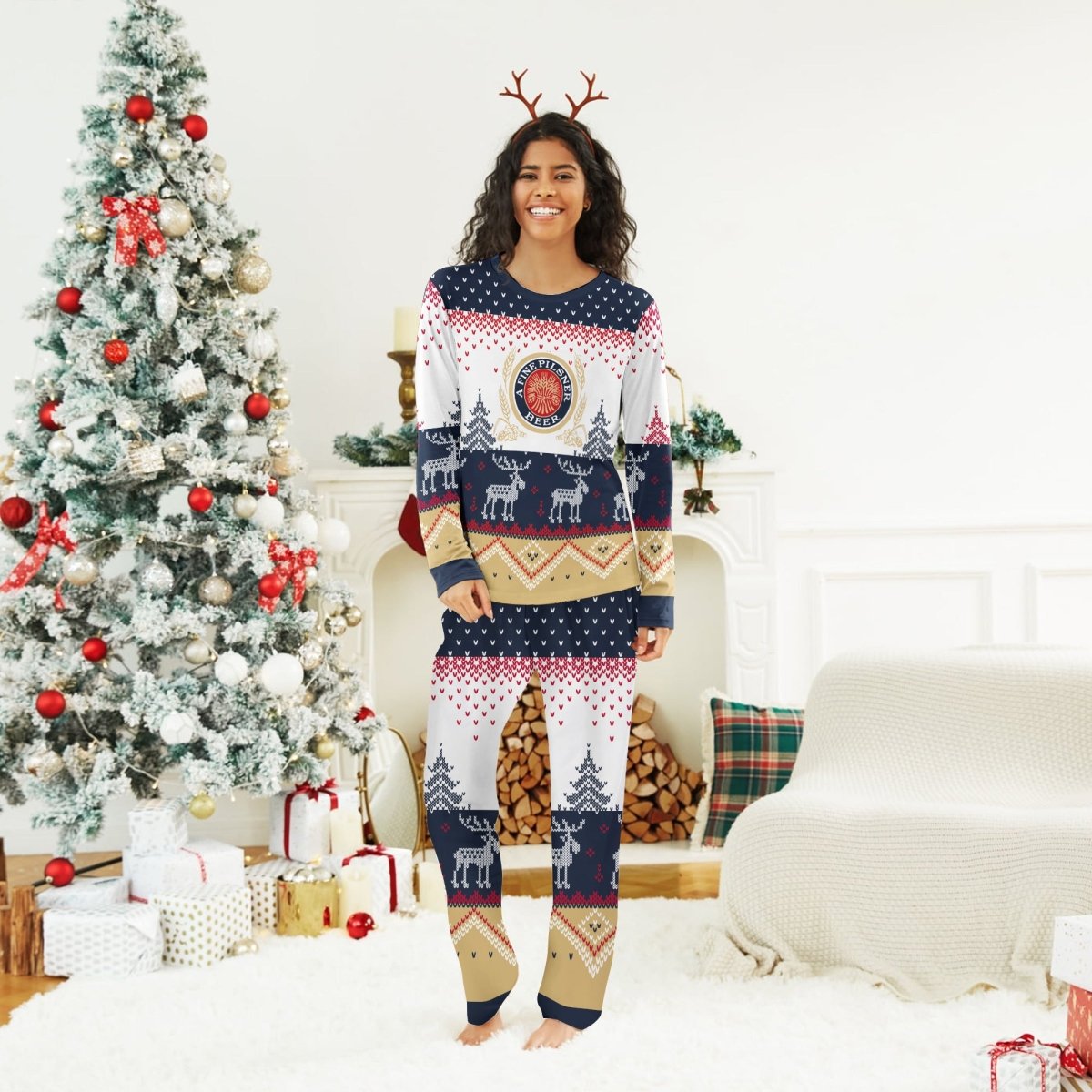 Miller Lite Winter Reindeer Family Pajamas Set - Flexiquor.com