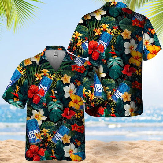 Bud Light Tropical Summer Flower Hawaiian Shirt