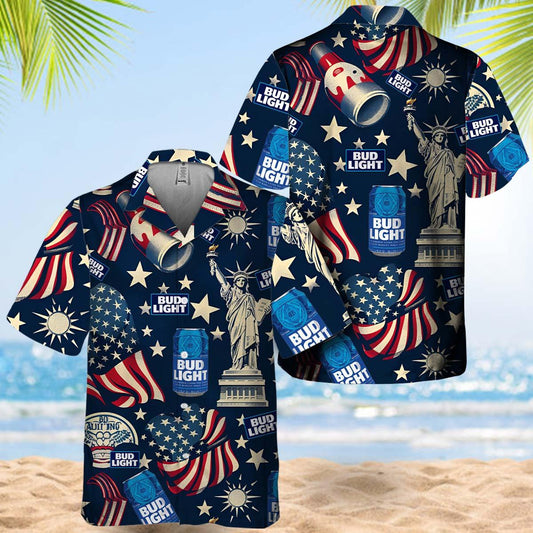 Bud Light Liberties Vintage Flag Hawaiian Shirt