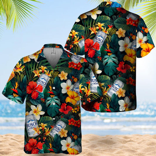 Busch Light Tropical Summer Flower Hawaiian Shirt