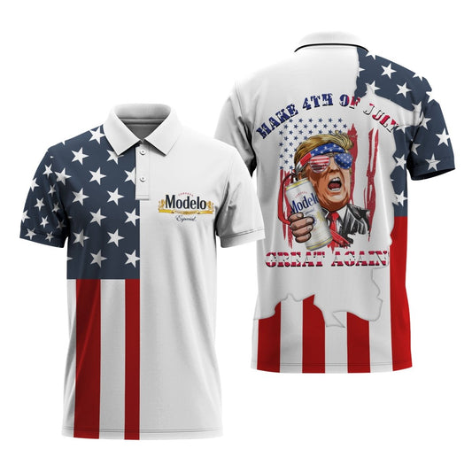 Modelo Donald Trump Independence Day Polo Shirt - Flexiquor.com