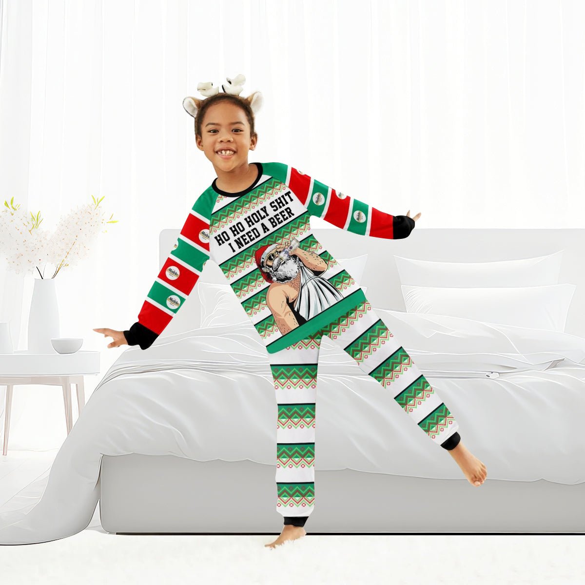 Modelo Santa Need A Beer Family Pajamas Set - Flexiquor.com