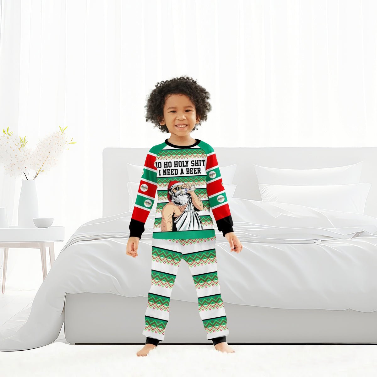 Modelo Santa Need A Beer Family Pajamas Set - Flexiquor.com