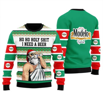 Modelo Santa Need A Beer Ugly Sweater - Flexiquor.com