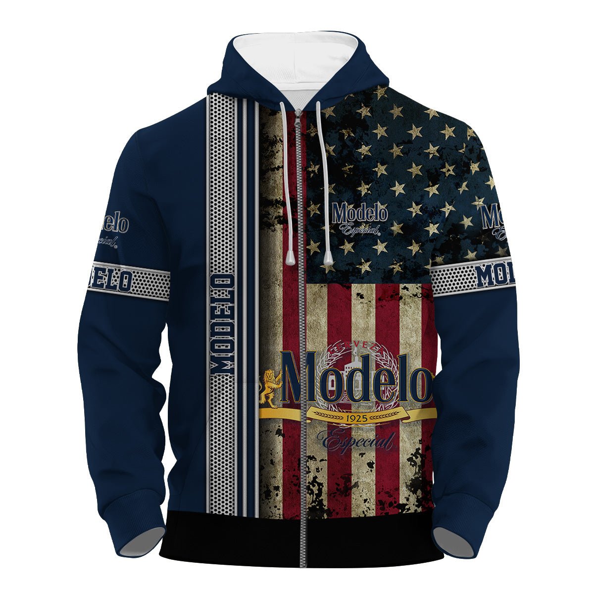 Modelo Stainless Steel American Flag Hoodie & Zip Hoodie - Flexiquor.com