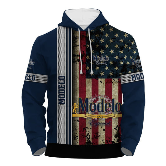 Modelo Stainless Steel American Flag Hoodie & Zip Hoodie - Flexiquor.com