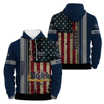 Modelo Stainless Steel American Flag Hoodie & Zip Hoodie - Flexiquor.com
