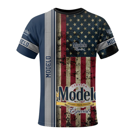 Modelo Stainless Steel American Flag T-Shirt - Flexiquor.com