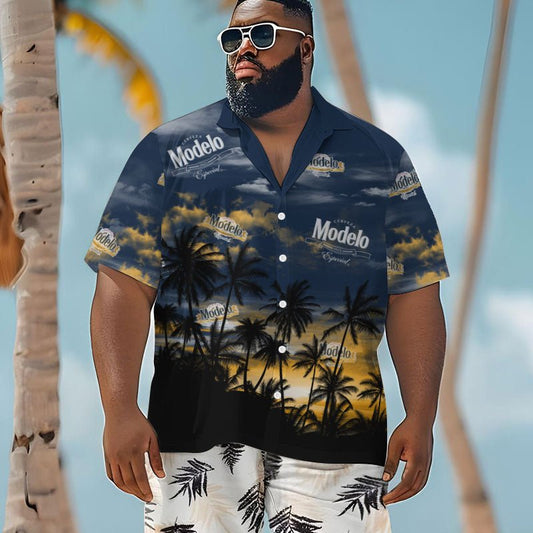 Modelo Sunset Men's Plus Size Hawaiian Shirt - Flexiquor.com