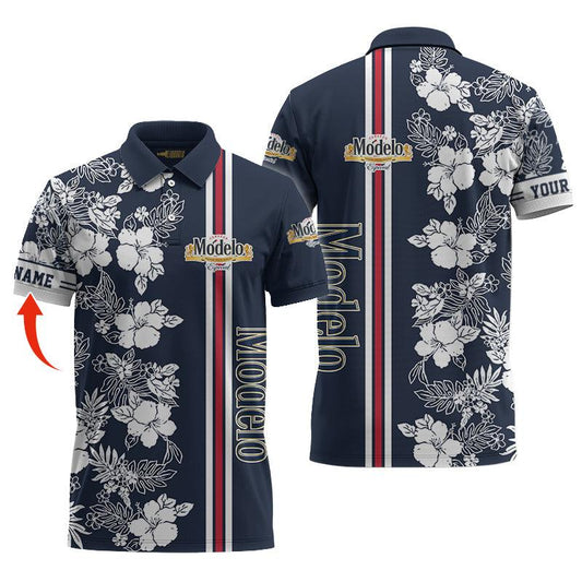 Personalized Modelo Flower Stripe Polo Shirt