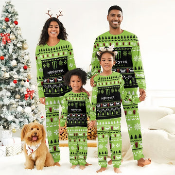 Monster Christmas Scenes Family Pajamas Set - Flexiquor.com