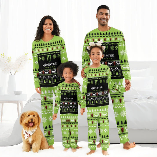 Monster Christmas Scenes Family Pajamas Set - Flexiquor.com