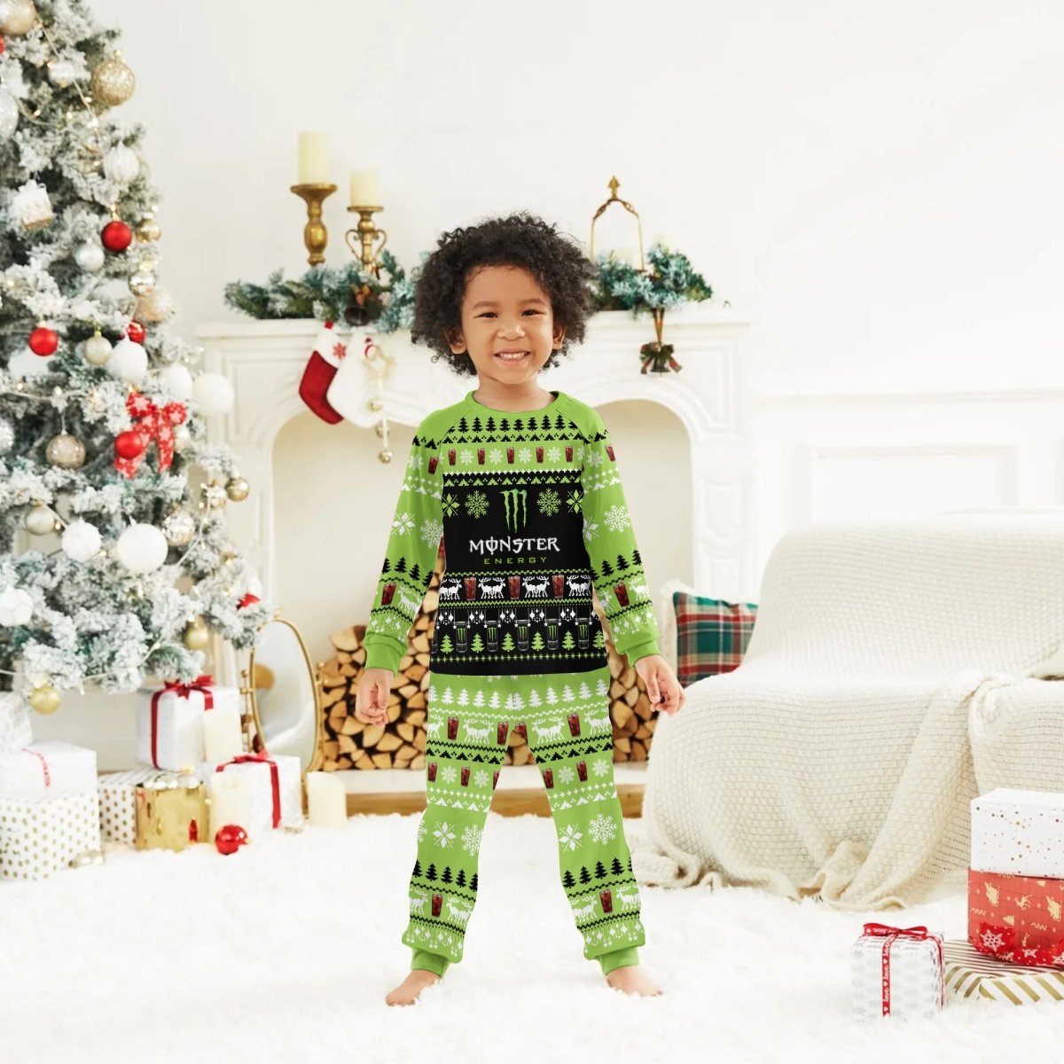 Monster Christmas Scenes Family Pajamas Set - Flexiquor.com