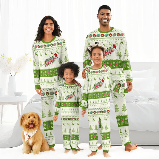 Mountain Dew Christmas Reindeer Family Pajamas Set - Flexiquor.com