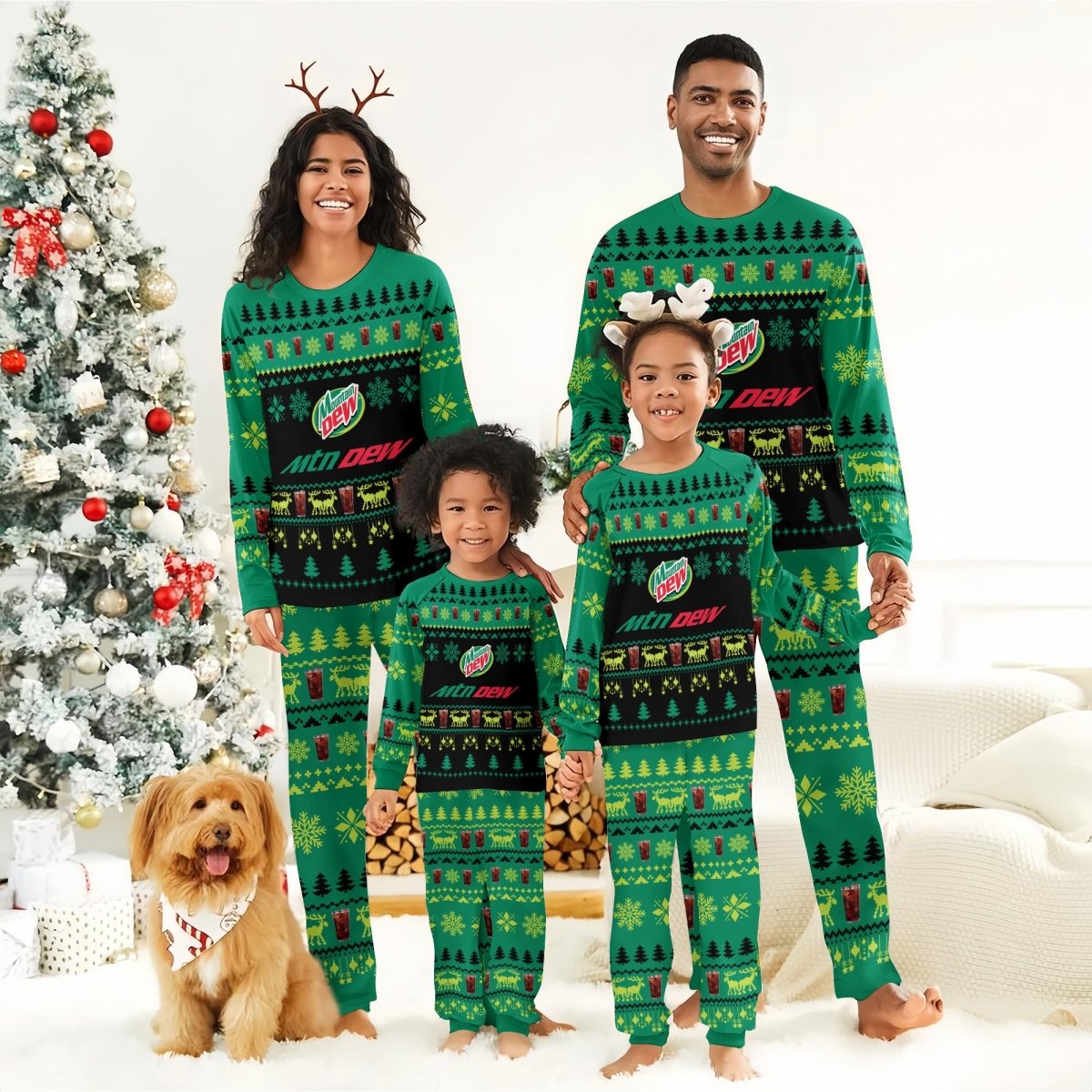 Mountain Dew Christmas Scenes Family Pajamas Set - Flexiquor.com