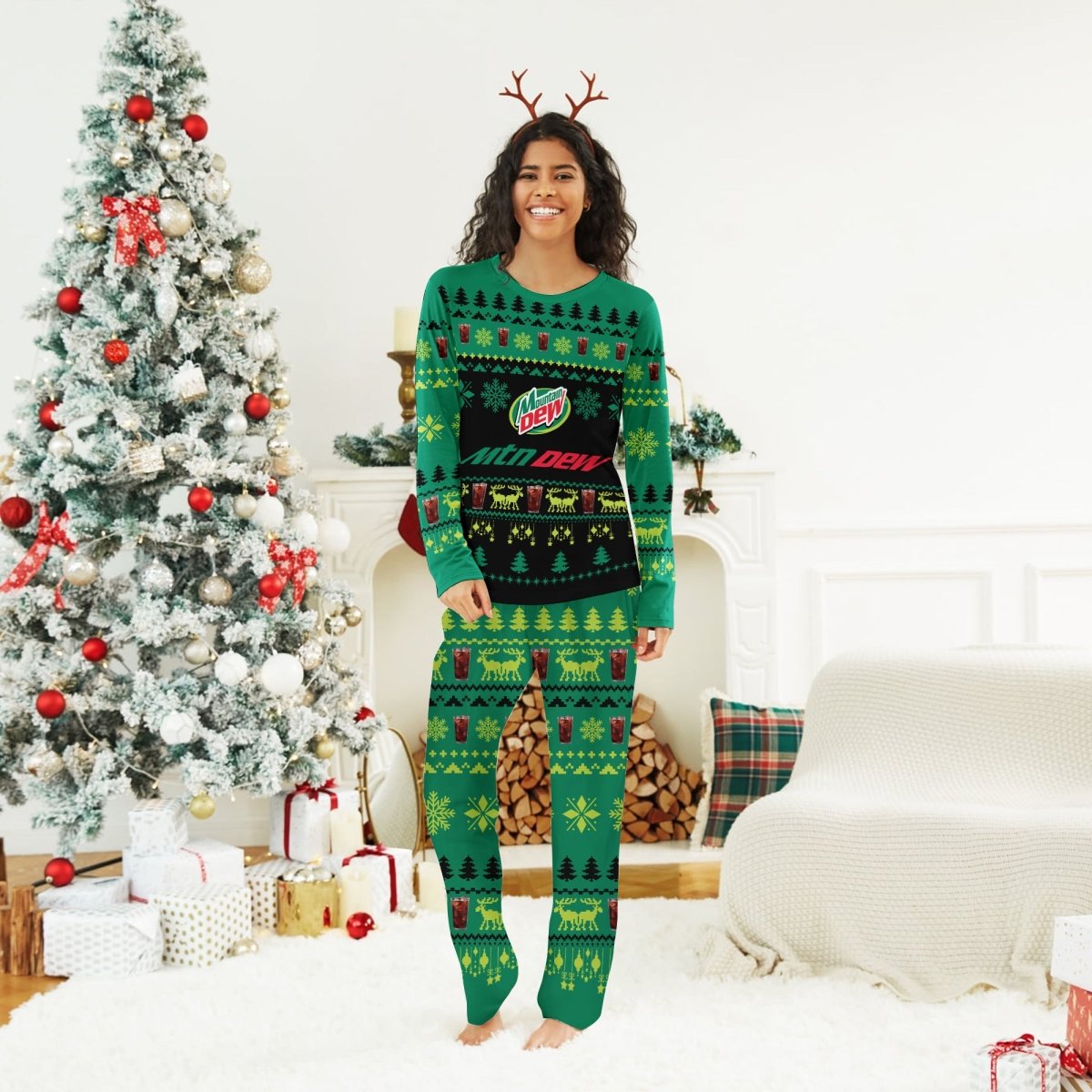 Mountain Dew Christmas Scenes Family Pajamas Set - Flexiquor.com