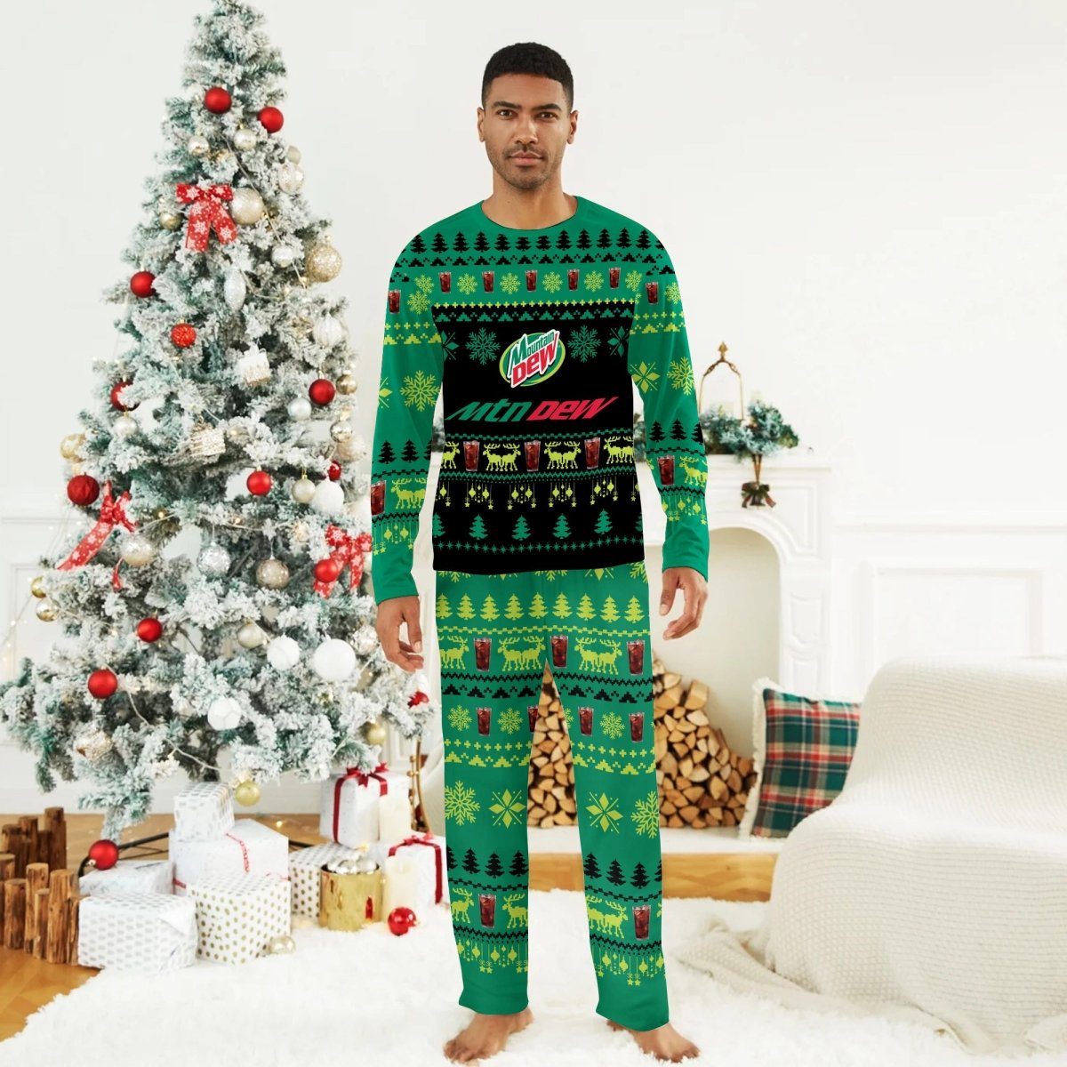 Mountain Dew Christmas Scenes Family Pajamas Set - Flexiquor.com