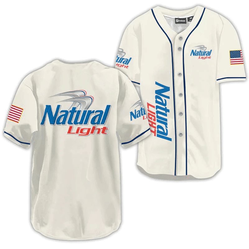 Natural Light USA Flag Baseball Jersey - Flexiquor.com