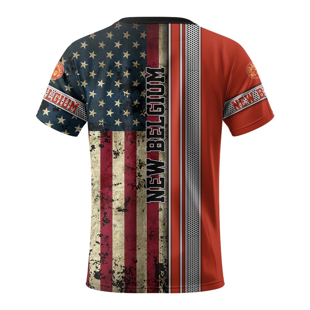 New Belgium Stainless Steel American Flag T-Shirt - Flexiquor.com