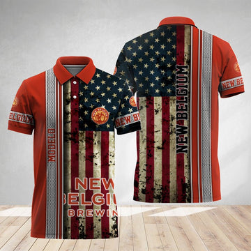New Belgium Steel American Flag Polo Shirt - Flexiquor.com
