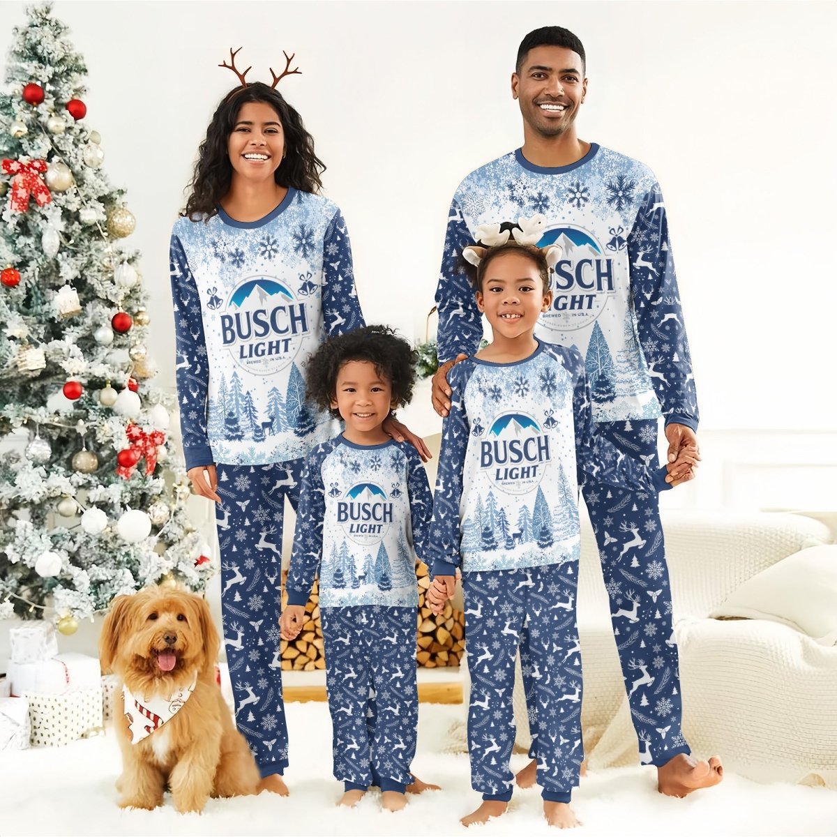 Original Busch Light Winter Christmas Family Pajamas Set - Flexiquor.com