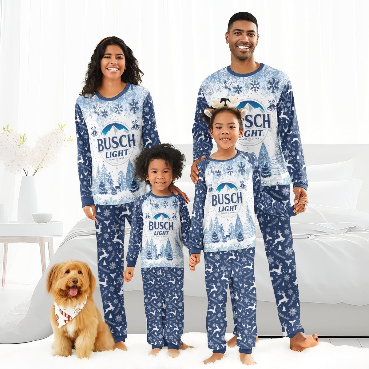 Original Busch Light Winter Christmas Family Pajamas Set - Flexiquor.com