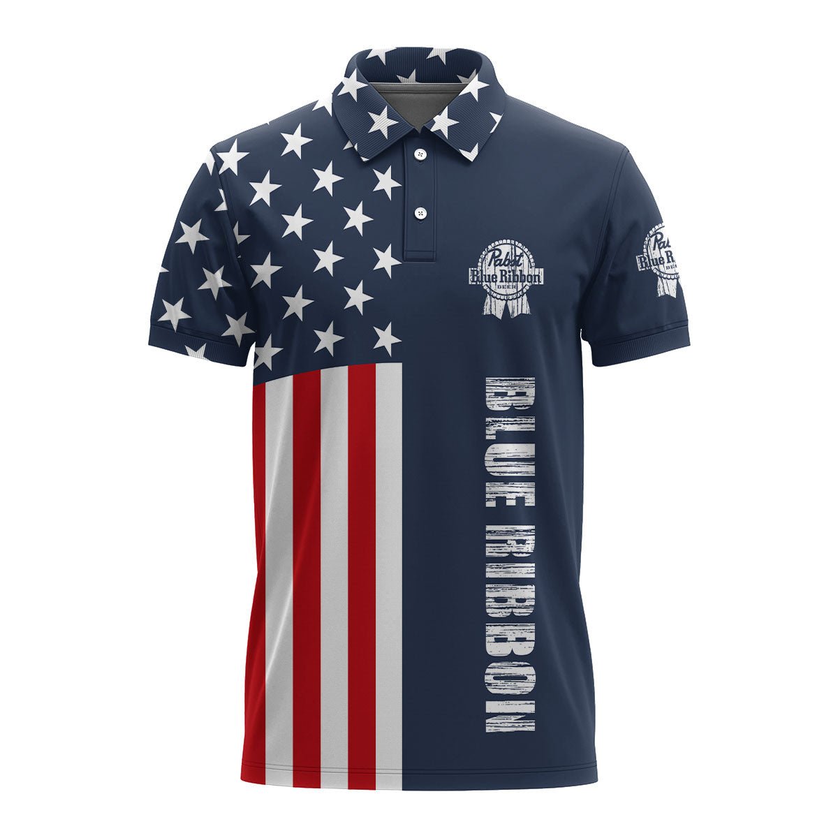 Pabst Blue Ribbon America Flag Polo Shirt - Flexiquor.com