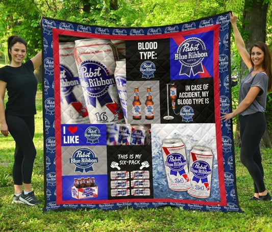 Pabst Blue Ribbon Blood Type Flannel Blanket - Flexiquor.com