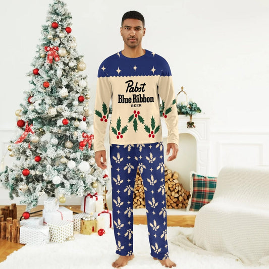 Pabst Blue Ribbon Christmas Cherry Family Pajamas Set - Flexiquor.com