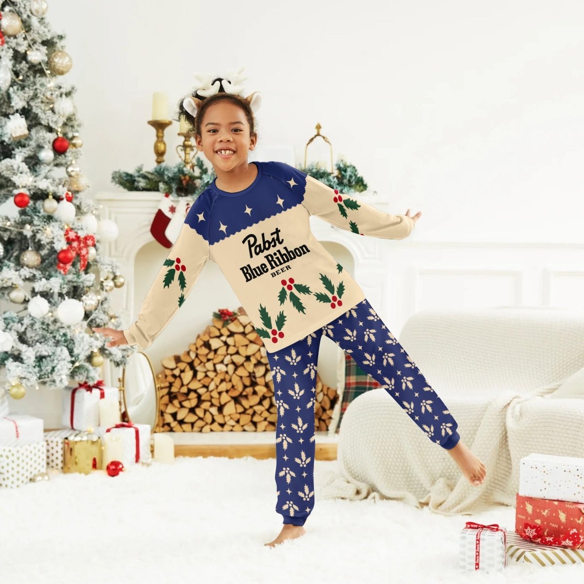 Pabst Blue Ribbon Christmas Cherry Family Pajamas Set - Flexiquor.com