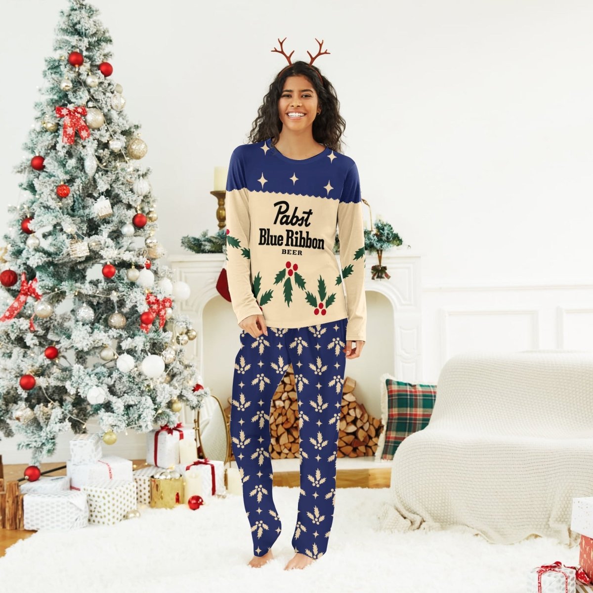 Pabst Blue Ribbon Christmas Cherry Family Pajamas Set - Flexiquor.com