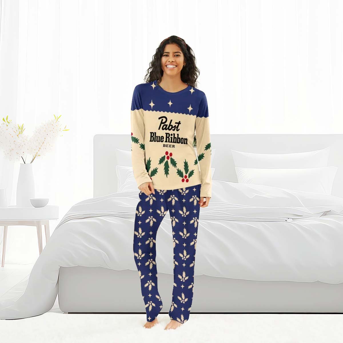 Pabst Blue Ribbon Christmas Cherry Family Pajamas Set - Flexiquor.com