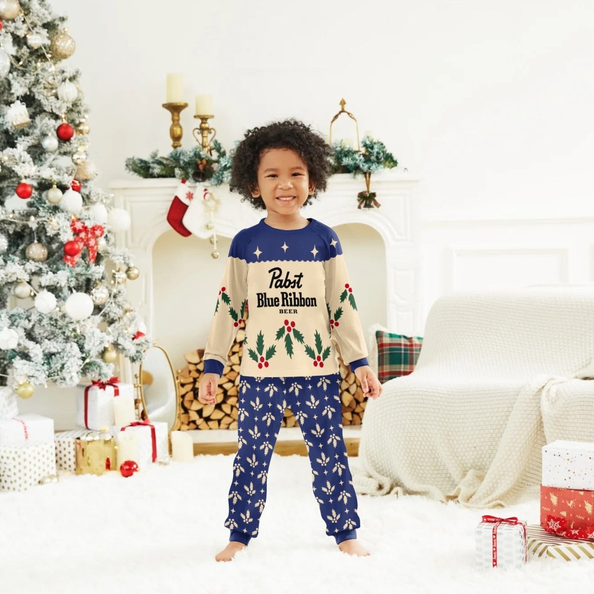 Pabst Blue Ribbon Christmas Cherry Family Pajamas Set - Flexiquor.com