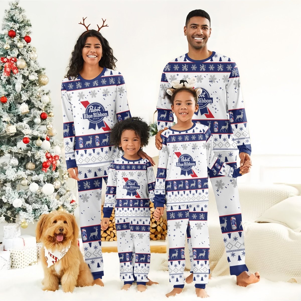 Pabst Blue Ribbon Christmas Family Pajamas Set - Flexiquor.com