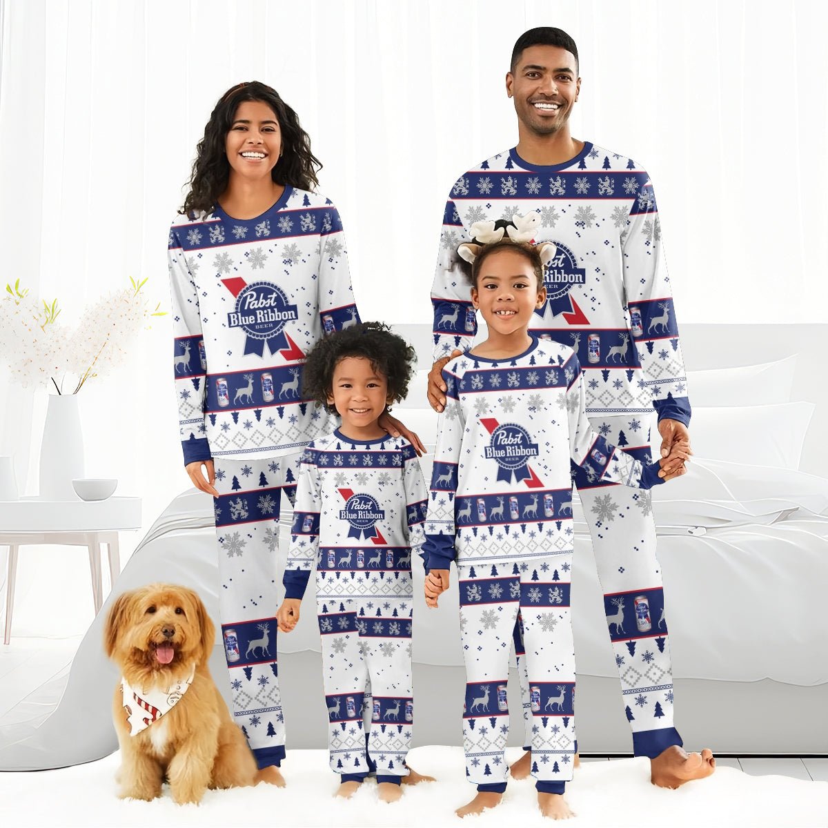 Pabst Blue Ribbon Christmas Family Pajamas Set - Flexiquor.com