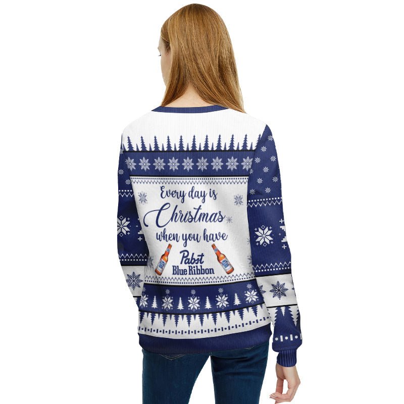 Pabst Blue Ribbon Christmas Tree Ugly Sweater - Flexiquor.com