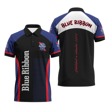 Pabst Blue Ribbon Established in Milwaukee Polo Shirt - Flexiquor.com