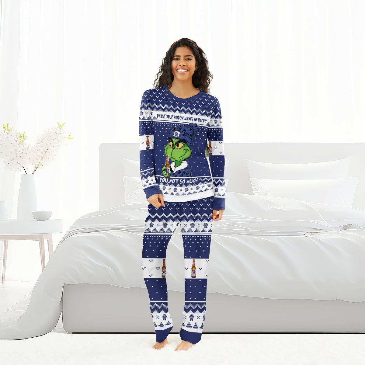 Pabst Blue Ribbon Make Grinch Happy Family Pajamas Set - Flexiquor.com