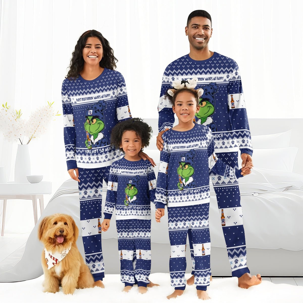 Pabst Blue Ribbon Make Grinch Happy Family Pajamas Set - Flexiquor.com