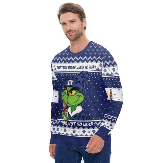 Pabst Blue Ribbon Make Grinch Happy Ugly Sweater - Flexiquor.com